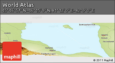 Physical Panoramic Map of the Area around 46° 1' 3" N, 81° 40' 30" E