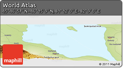 Physical Panoramic Map of the Area around 46° 1' 3" N, 81° 40' 30" E