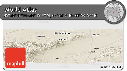Shaded Relief Panoramic Map of the Area around 46° 1' 3" N, 83° 22' 30" E