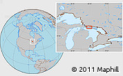 Gray Location Map of the area around 46° 1' 3" N, 83° 13' 29" W