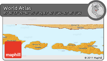 Political Panoramic Map of the Area around 46° 1' 3" N, 83° 13' 29" W