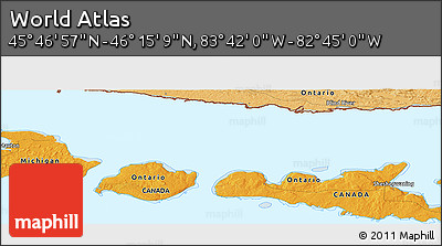 Political Panoramic Map of the Area around 46° 1' 3" N, 83° 13' 29" W
