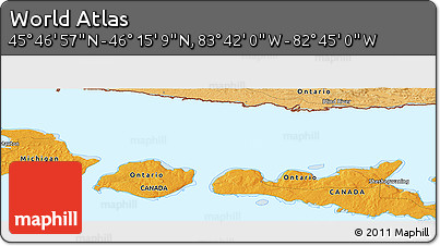 Political Panoramic Map of the Area around 46° 1' 3" N, 83° 13' 29" W
