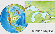 Physical Location Map of the area around 46° 1' 3" N, 84° 4' 29" W