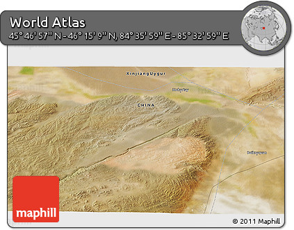 Satellite 3D Map of the Area around 46° 1' 3" N, 85° 4' 29" E