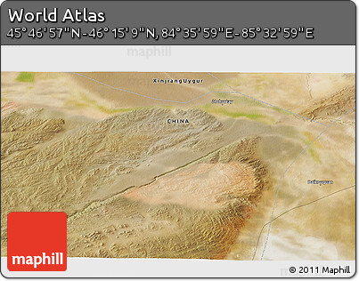 Satellite 3D Map of the Area around 46° 1' 3" N, 85° 4' 29" E