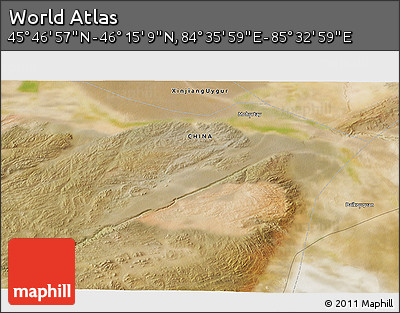 Satellite 3D Map of the Area around 46° 1' 3" N, 85° 4' 29" E