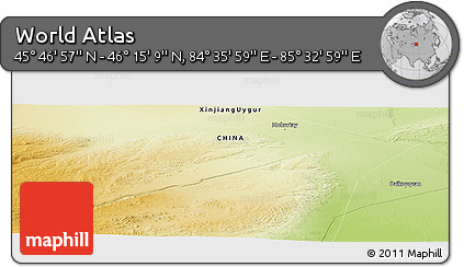 Physical Panoramic Map of the Area around 46° 1' 3" N, 85° 4' 29" E