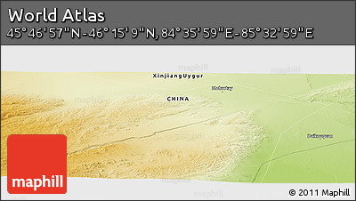 Physical Panoramic Map of the Area around 46° 1' 3" N, 85° 4' 29" E
