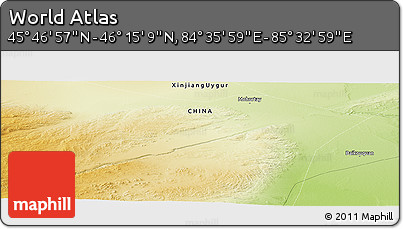 Physical Panoramic Map of the Area around 46° 1' 3" N, 85° 4' 29" E
