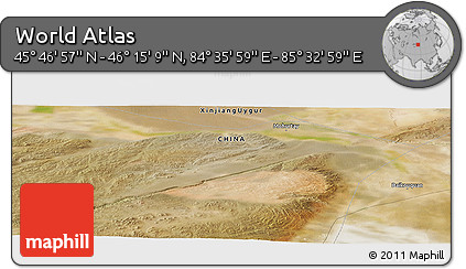 Satellite Panoramic Map of the Area around 46° 1' 3" N, 85° 4' 29" E