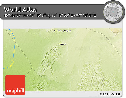 Physical 3D Map of the Area around 46° 1' 3" N, 86° 46' 30" E