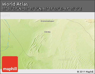 Physical 3D Map of the Area around 46° 1' 3" N, 86° 46' 30" E