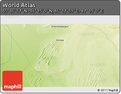 Physical 3D Map of the Area around 46° 1' 3" N, 86° 46' 30" E