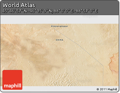 Satellite 3D Map of the Area around 46° 1' 3" N, 88° 28' 29" E