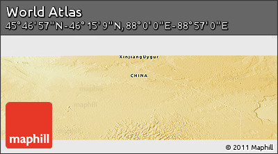 Physical Panoramic Map of the Area around 46° 1' 3" N, 88° 28' 29" E
