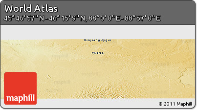 Physical Panoramic Map of the Area around 46° 1' 3" N, 88° 28' 29" E