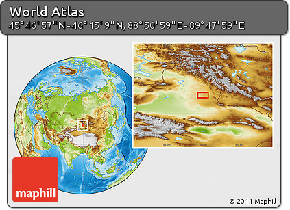 Physical Location Map of the Area around 46° 1' 3" N, 89° 19' 29" E