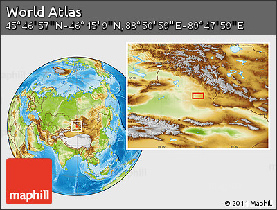 Physical Location Map of the Area around 46° 1' 3" N, 89° 19' 29" E