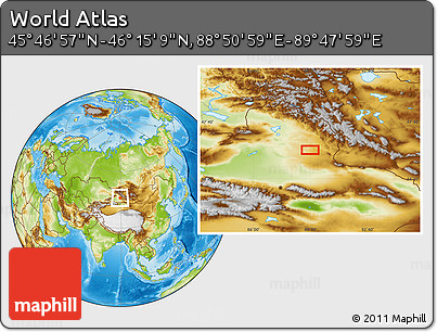 Physical Location Map of the Area around 46° 1' 3" N, 89° 19' 29" E