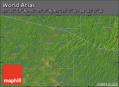 Satellite Map of the Area around 46° 1' 3" N, 89° 10' 30" W