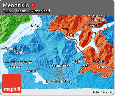 Political 3D Map of Mendrisio