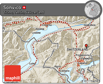 Shaded Relief 3D Map of Sonvico