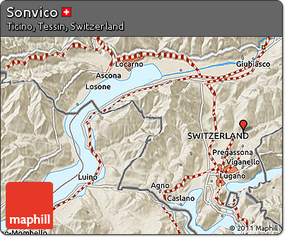 Shaded Relief 3D Map of Sonvico