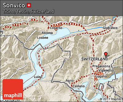 Shaded Relief 3D Map of Sonvico