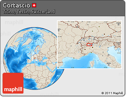 Shaded Relief Location Map of Cortascio