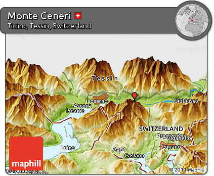 Physical Panoramic Map of Monte Ceneri