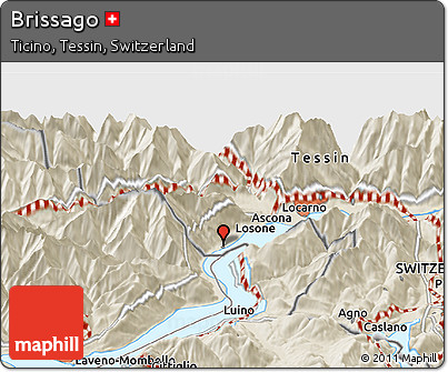 Shaded Relief Panoramic Map of Brissago