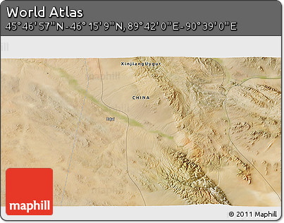 Satellite 3D Map of the Area around 46° 1' 3" N, 90° 10' 30" E