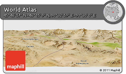 Satellite Panoramic Map of the Area around 46° 1' 3" N, 91° 1' 30" E