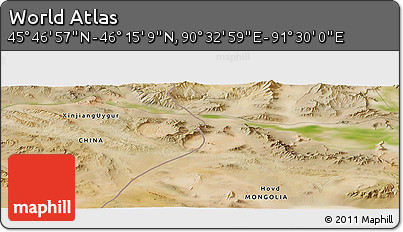 Satellite Panoramic Map of the Area around 46° 1' 3" N, 91° 1' 30" E