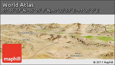 Satellite Panoramic Map of the Area around 46° 1' 3" N, 91° 1' 30" E