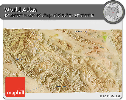 Satellite 3D Map of the Area around 46° 1' 3" N, 93° 34' 29" E