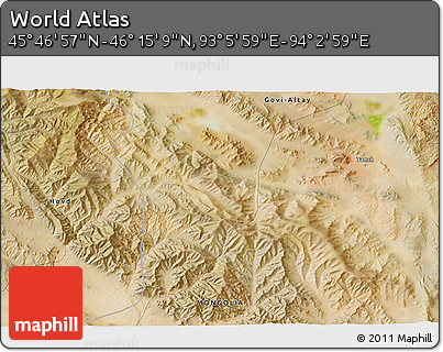 Satellite 3D Map of the Area around 46° 1' 3" N, 93° 34' 29" E