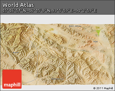 Satellite 3D Map of the Area around 46° 1' 3" N, 93° 34' 29" E