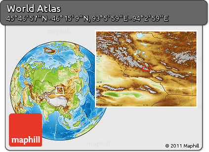 Physical Location Map of the Area around 46° 1' 3" N, 93° 34' 29" E