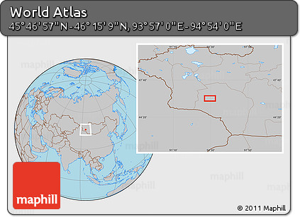 Gray Location Map of the Area around 46° 1' 3" N, 94° 25' 30" E