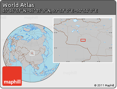 Gray Location Map of the Area around 46° 1' 3" N, 94° 25' 30" E