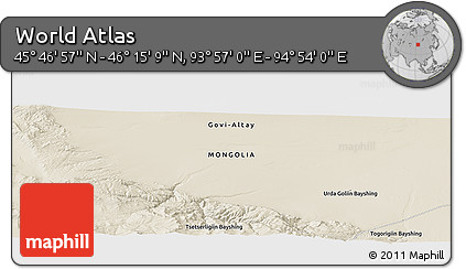 Shaded Relief Panoramic Map of the Area around 46° 1' 3" N, 94° 25' 30" E