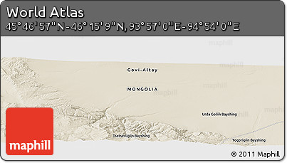 Shaded Relief Panoramic Map of the Area around 46° 1' 3" N, 94° 25' 30" E