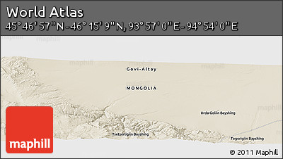 Shaded Relief Panoramic Map of the Area around 46° 1' 3" N, 94° 25' 30" E