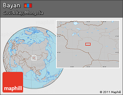 Gray Location Map of Bayan