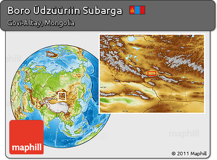 Physical Location Map of Boro Üdzüüriin Subarga