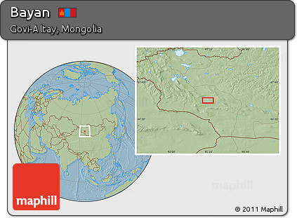 Savanna Style Location Map of Bayan, hill shading