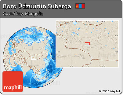 Shaded Relief Location Map of Boro Üdzüüriin Subarga