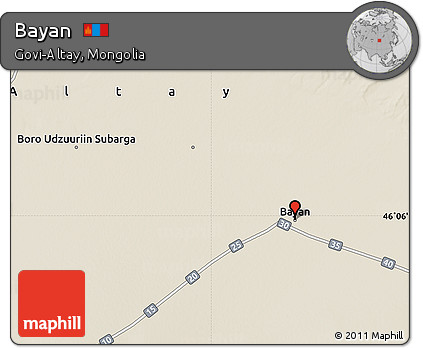 Shaded Relief Map of Bayan
